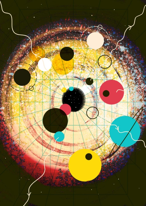 A vast expanse of deep space with distant stars and nebulae